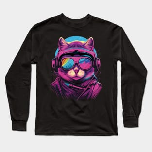 A cat in a ski googles Long Sleeve T-Shirt